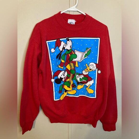 VTG Mickey & Co Christmas Caroling Sweater Size L - Picture 1 of 4
